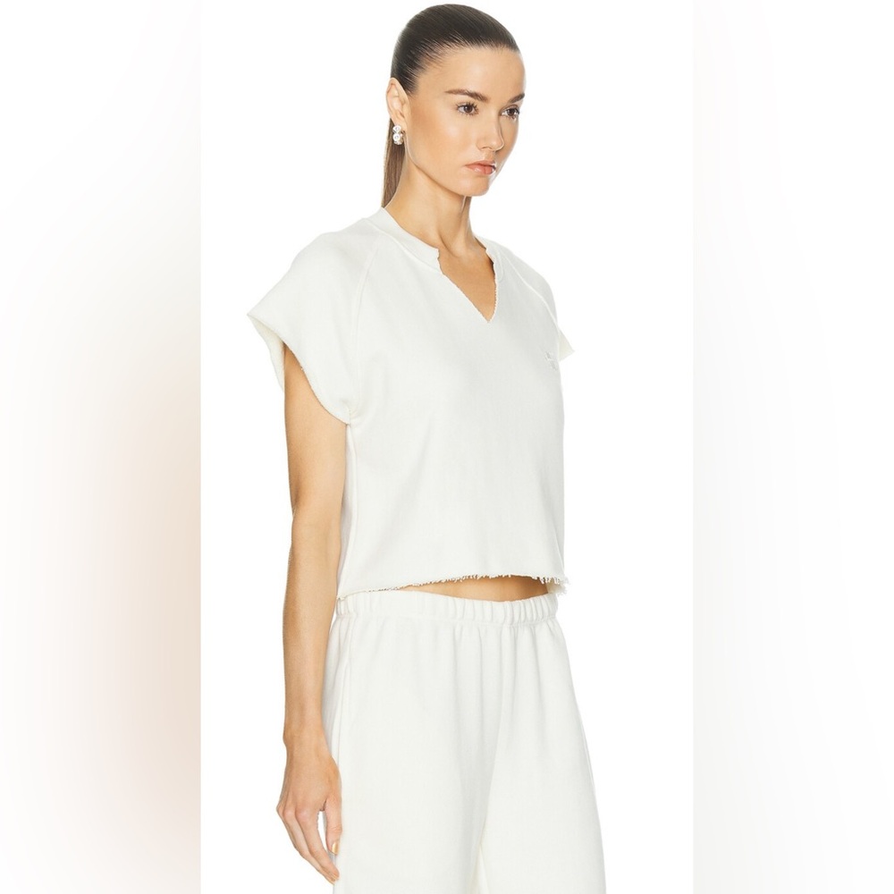 NWT ETERNE Terry Raglan Cutoff Top in cream , Sz L
